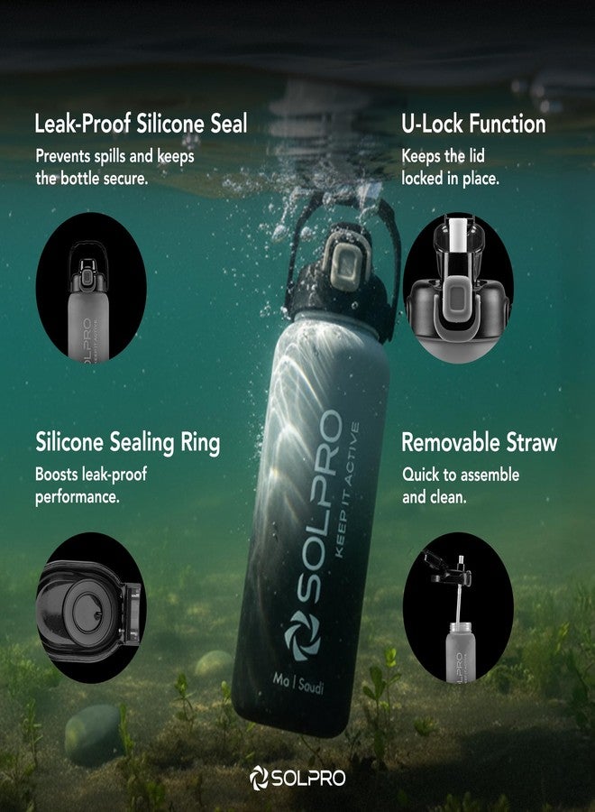 Solpro Ma Saudi Sipper Water Bottle 1000 ml, Leakproof BPA Free, Sipper Bottle for Kids, Men, Women, Adults for School, Office, College, Travel, Gym, Workout, Outdoor, Camping (White/Black) - Image 3